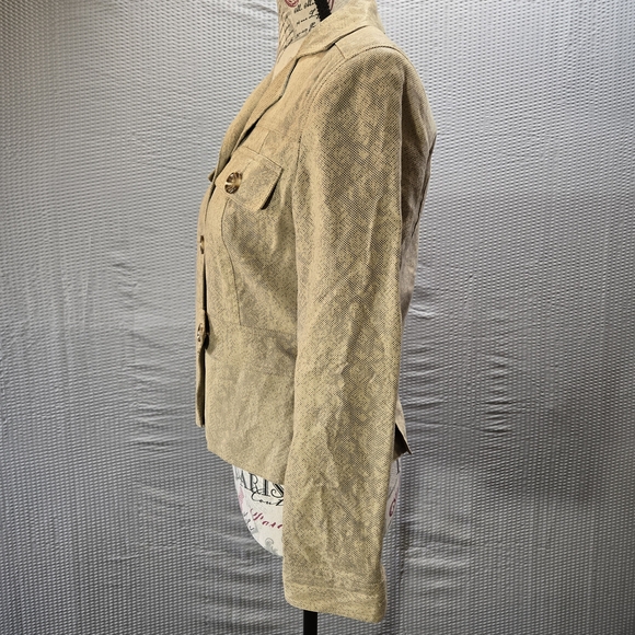 Worthington Linen Blend Reptile Print Women's Blazer with Button Accents - Picture 4 of 8